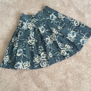 Emerald green flower print skirt